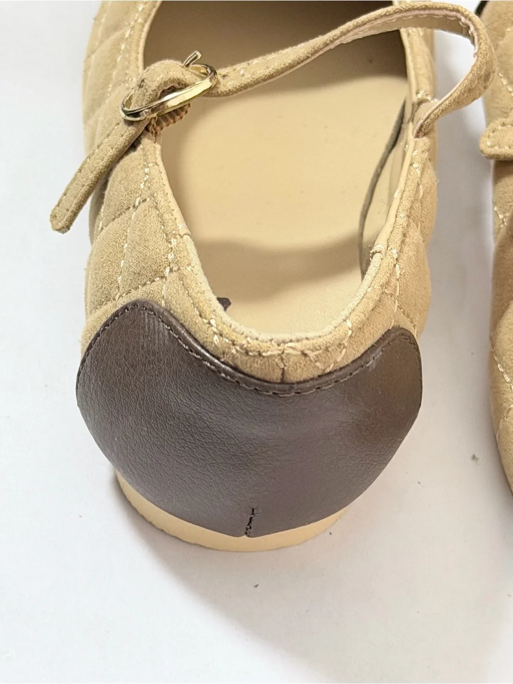 Janie and Jack Quilted Cap Toe Light Brown Bow Ballet Flats